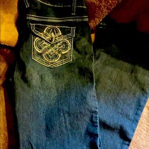 Lei jeans embellished pockets crystal button